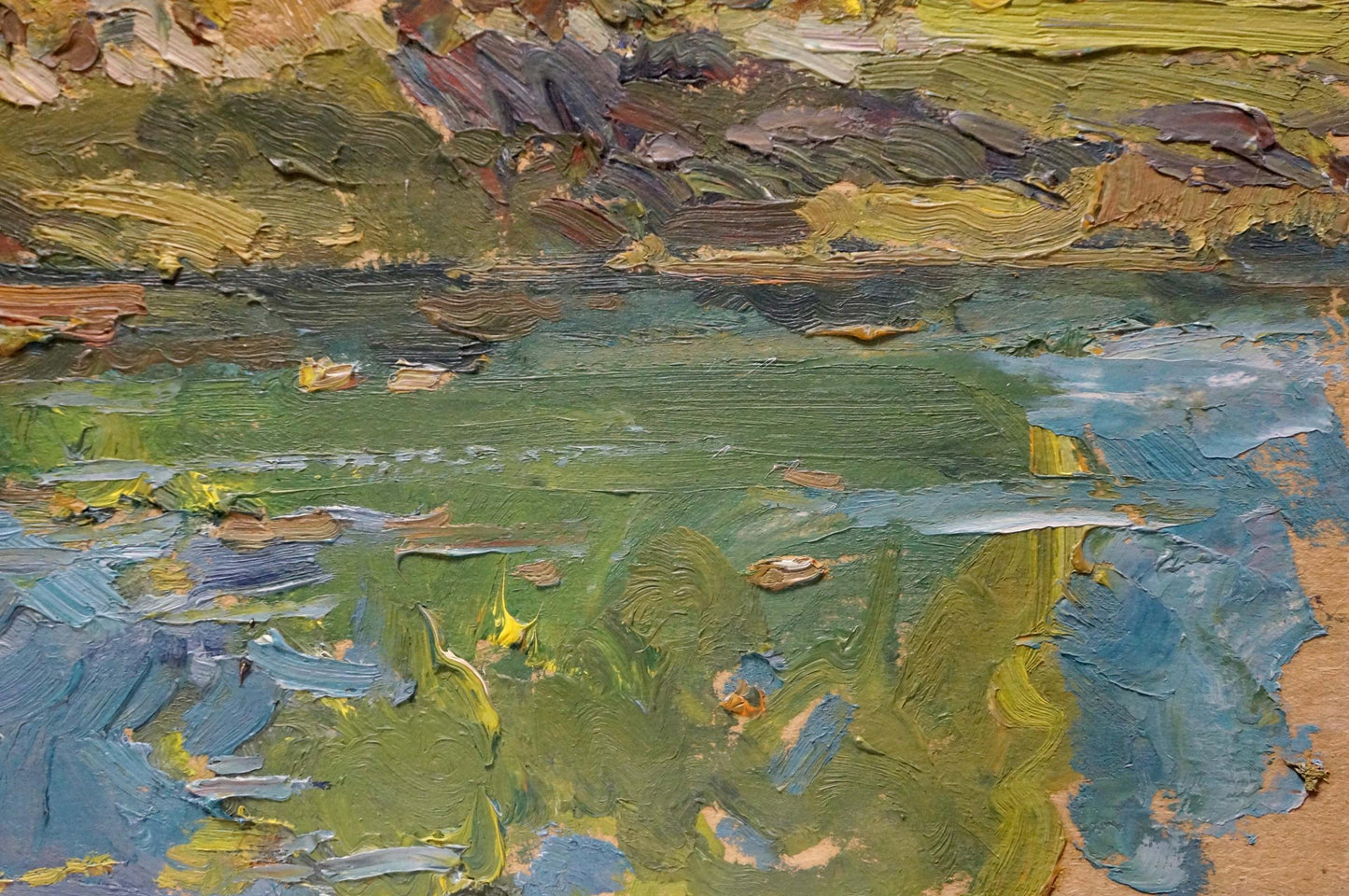 Impasto textured oil landscape painting The End of the Summer by Sevastyanov Viktor Grigorievich
