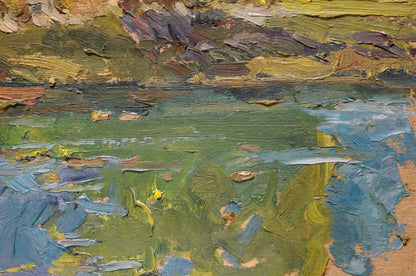 Impasto textured oil landscape painting The End of the Summer by Sevastyanov Viktor Grigorievich