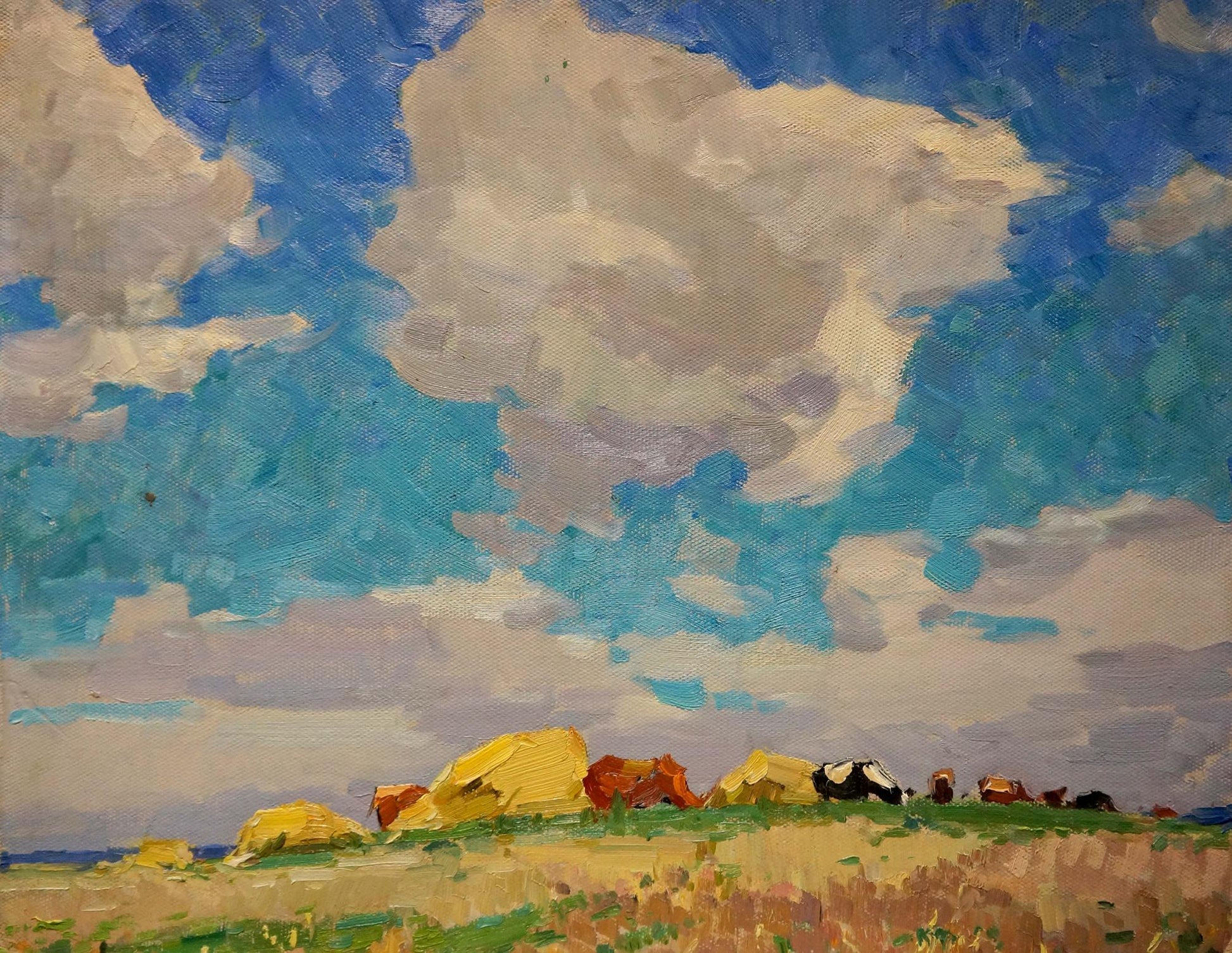 Vibrant impressionist oil painting by Sevastyanov Viktor Grigorievich, sunny day landscape