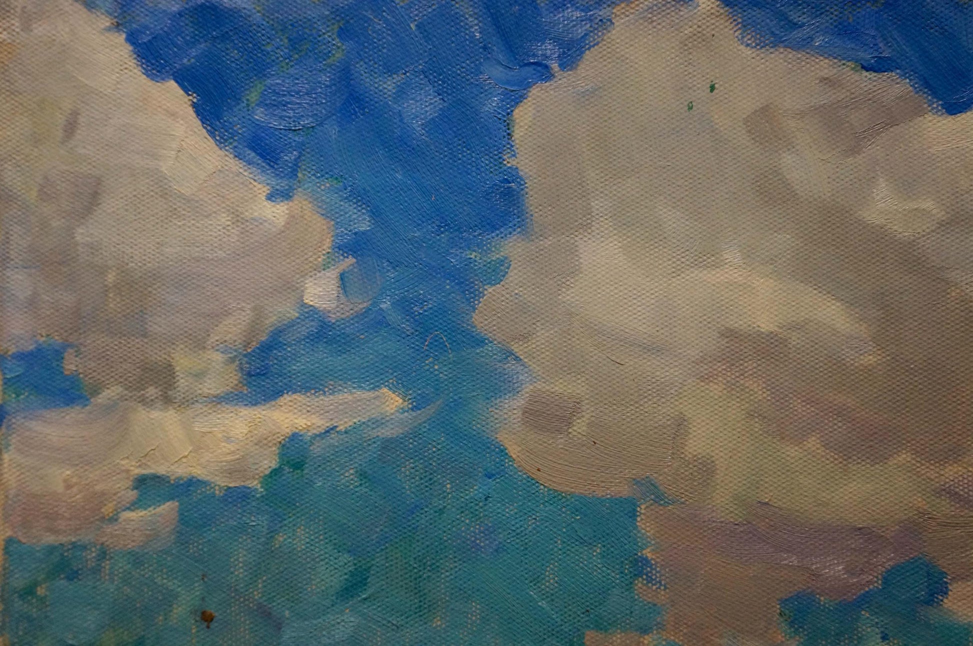 Oil painting Sunny day by Sevastyanov Viktor Grigorievich, vibrant blue sky and clouds