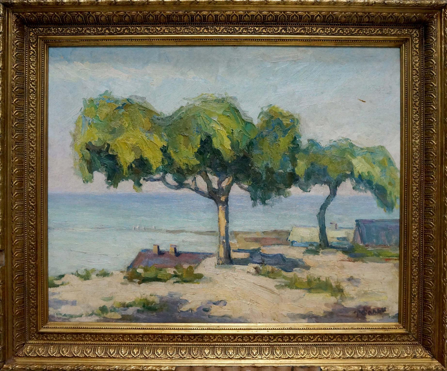 Oil painting Summer landscape by Robert Rafailovich Falk, weeping willows