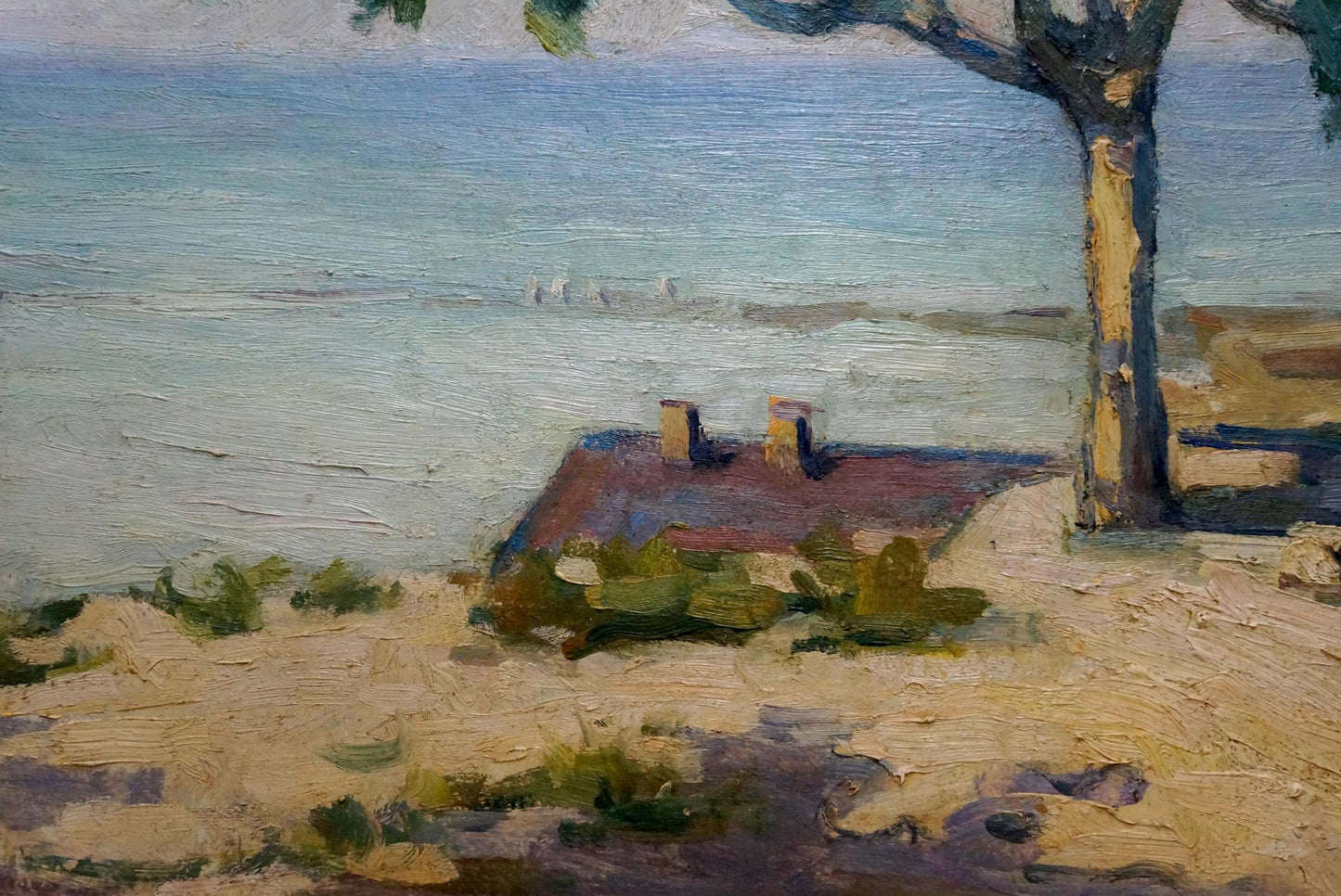Oil painting Summer landscape by Robert Rafailovich Falk coastal house scene