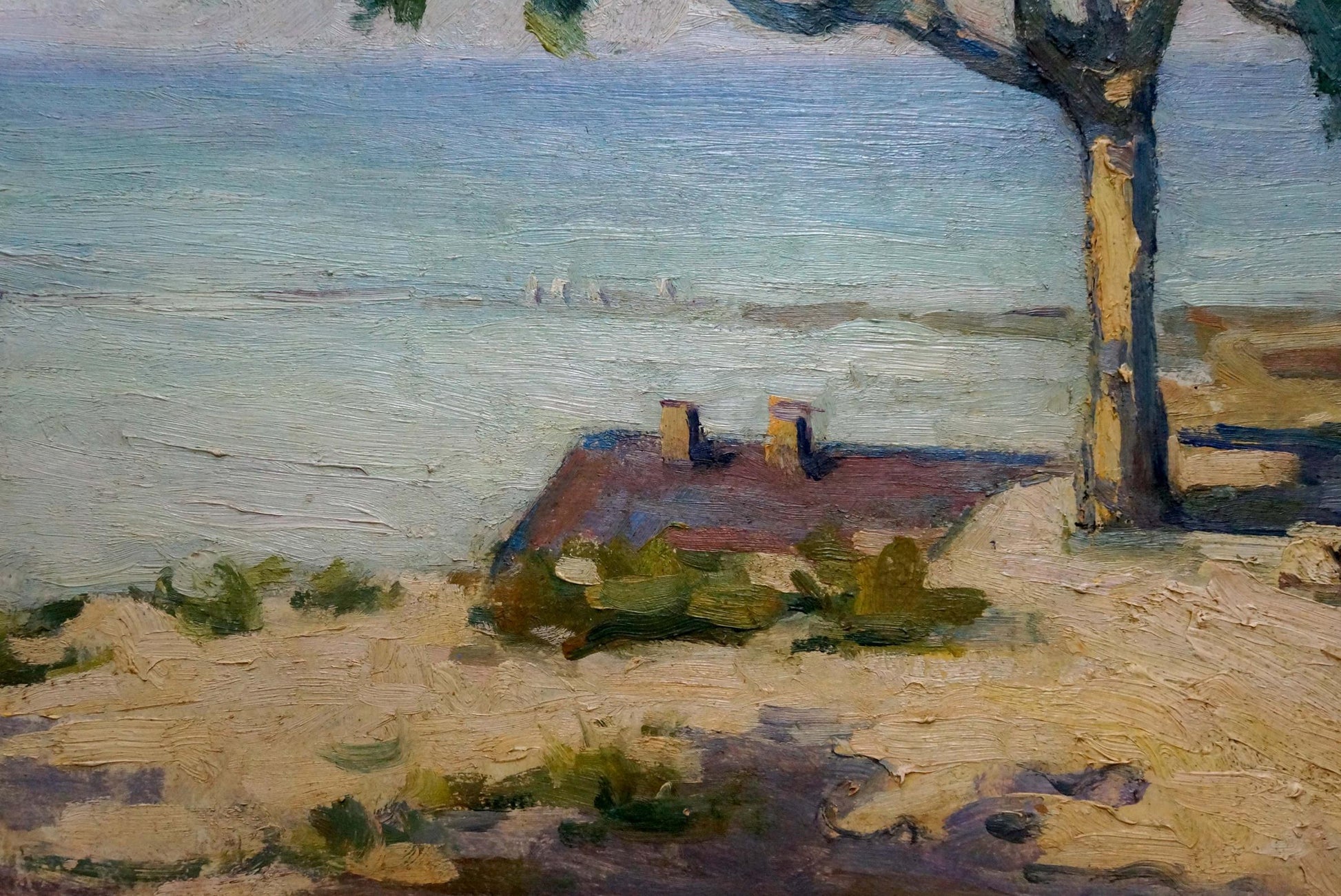 Oil painting Summer landscape by Robert Rafailovich Falk coastal house scene