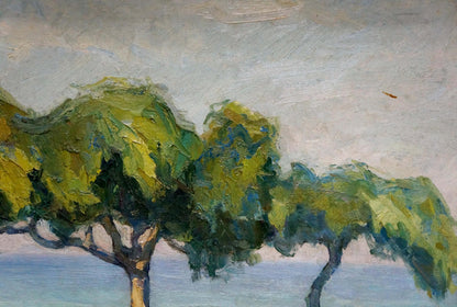 Oil painting of three lush green trees by Robert Rafailovich Falk
