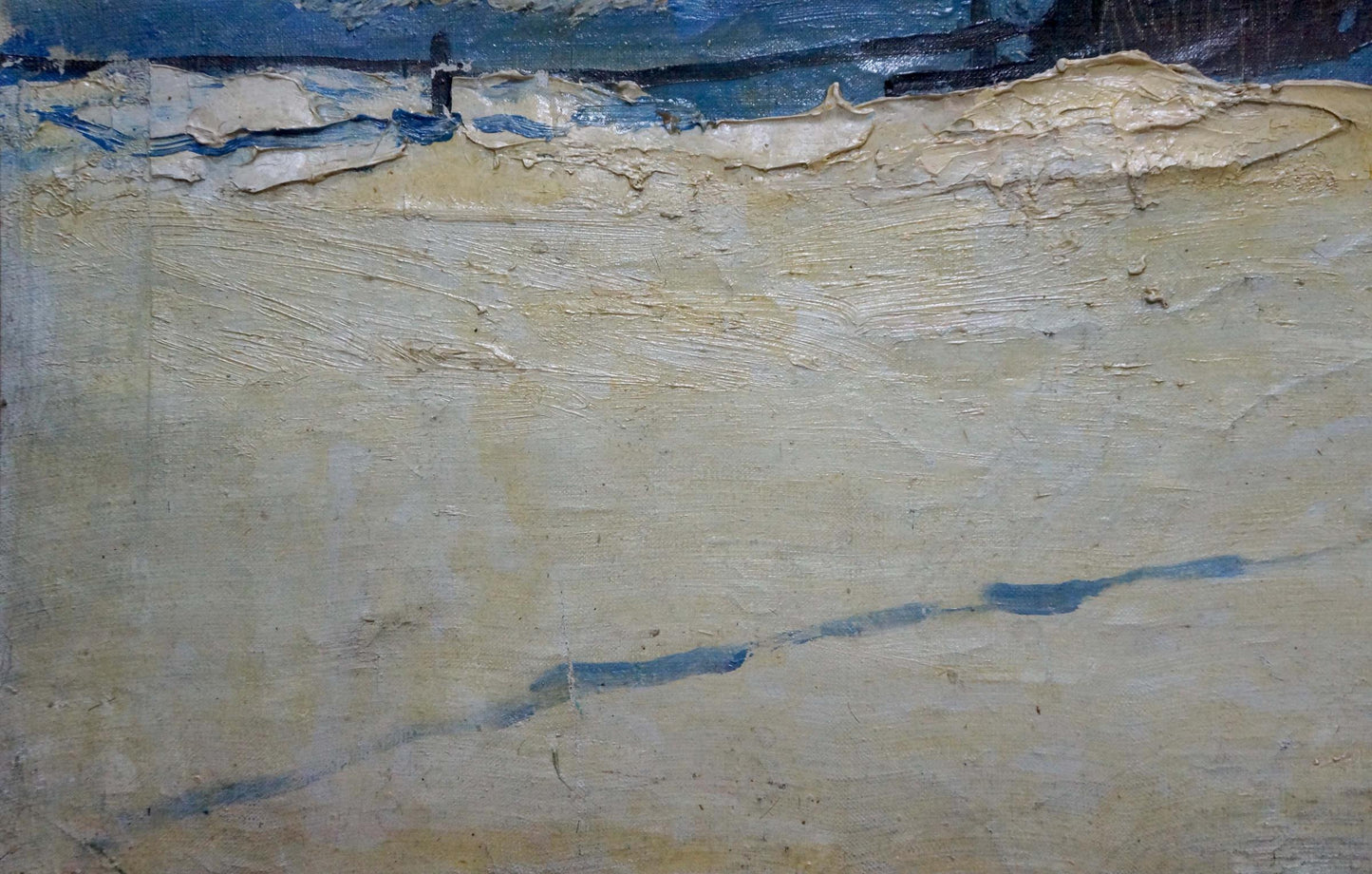 Textured impressionistic oil painting of winter beach by George Petrovich Petrov