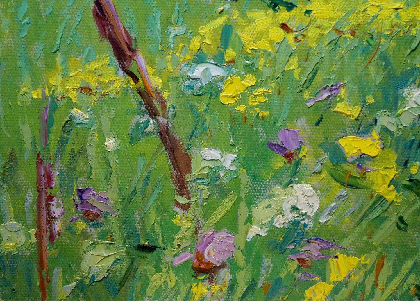 Vibrant impressionist oil painting of haystacks by Sevastyanov Viktor Grigorievich