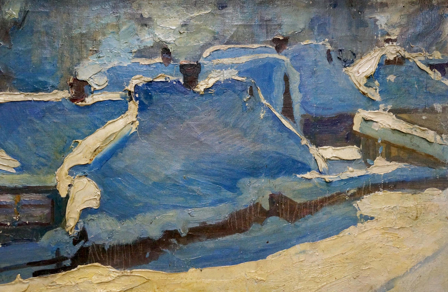 Oil painting Winter has come by Petrov George Petrovich, snowy rooftops