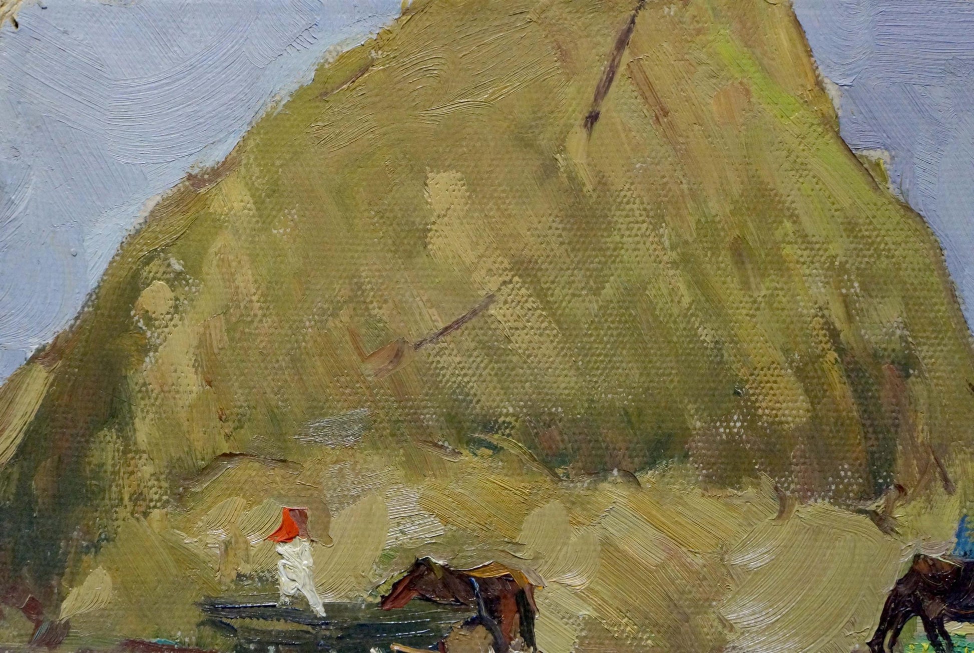 Textured impressionistic oil painting of Haystacks by Sevastyanov Viktor Grigorievich