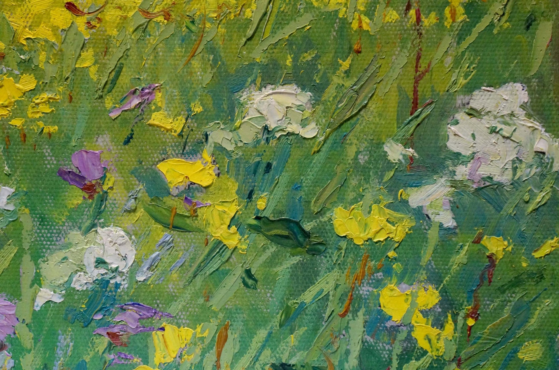 Vibrant impressionist oil painting of wildflower meadow by Sevastyanov Viktor Grigorievich