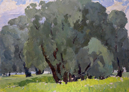 Impressionistic oil painting of old oak grove by Sevastyanov Viktor Grigorievich