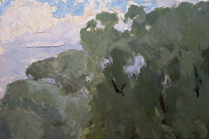 Textured impressionist oil painting of old oak forest by Sevastyanov Viktor Grigorievich
