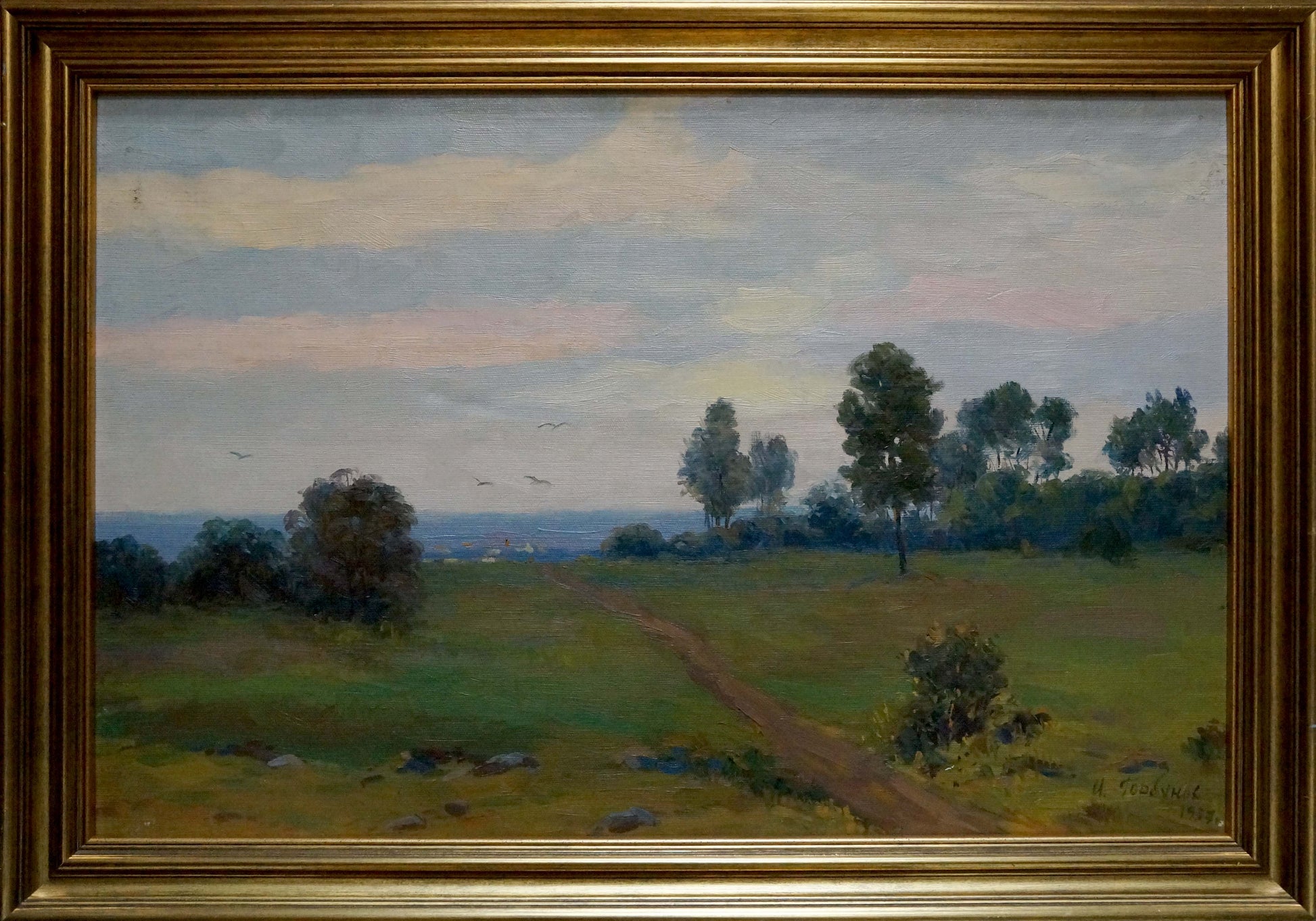 Oil painting Landscape by Gorbunov Igor Sergeevich serene field scene