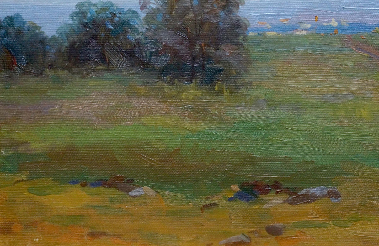 Textured oil painting of pastoral landscape by Gorbunov Igor Sergeevich