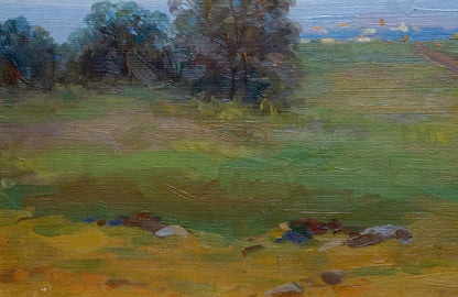 Textured oil painting of pastoral landscape by Gorbunov Igor Sergeevich