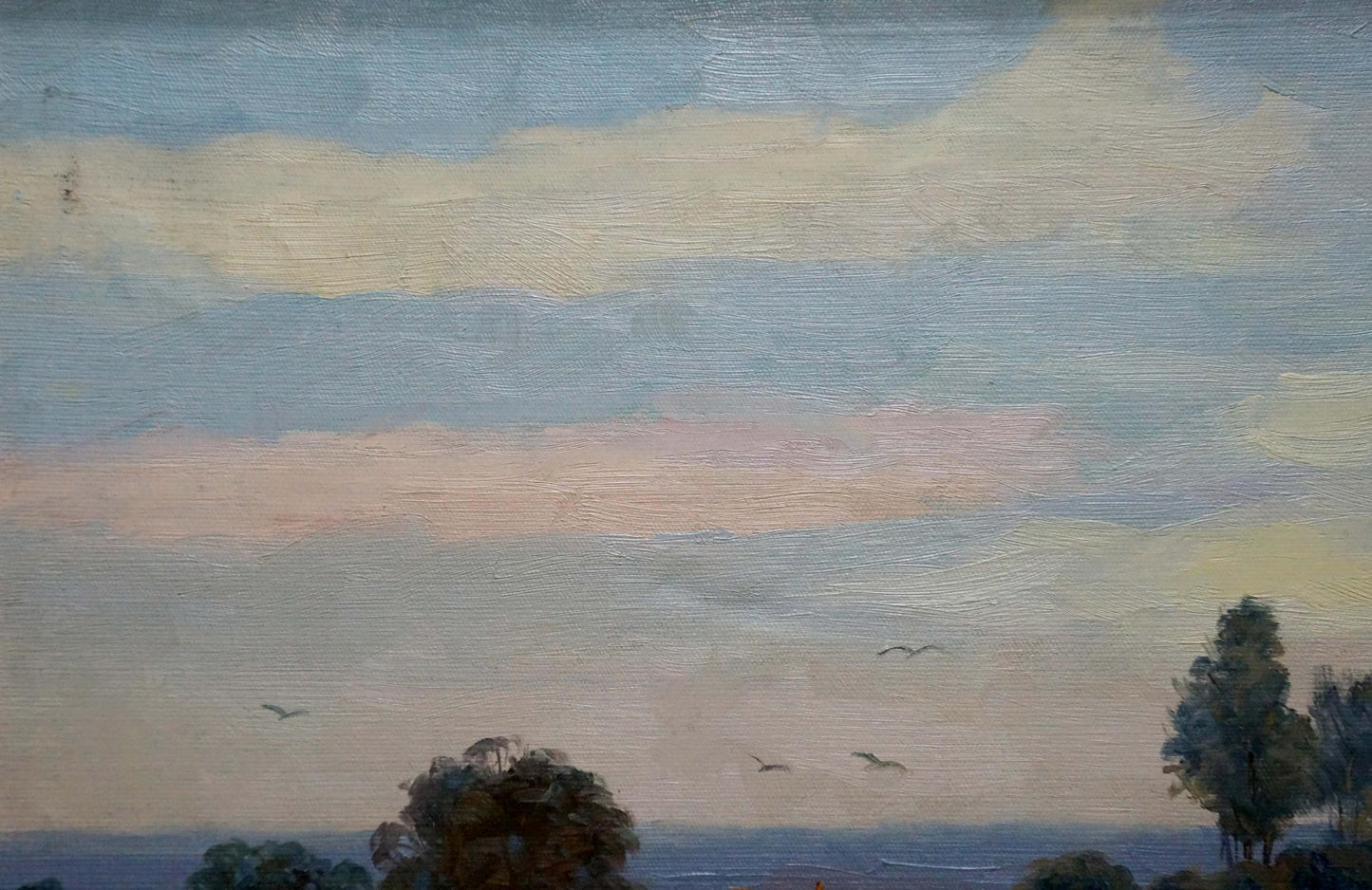 Oil painting landscape by Gorbunov Igor Sergeevich: softly painted sky with clouds