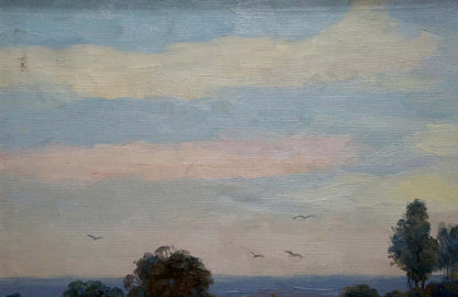 Oil painting landscape by Gorbunov Igor Sergeevich: softly painted sky with clouds