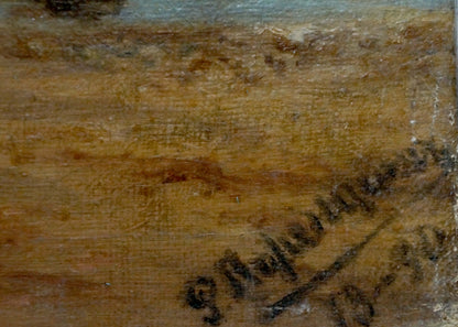 Oil painting of people near shore by Lorentsev R. textured landscape