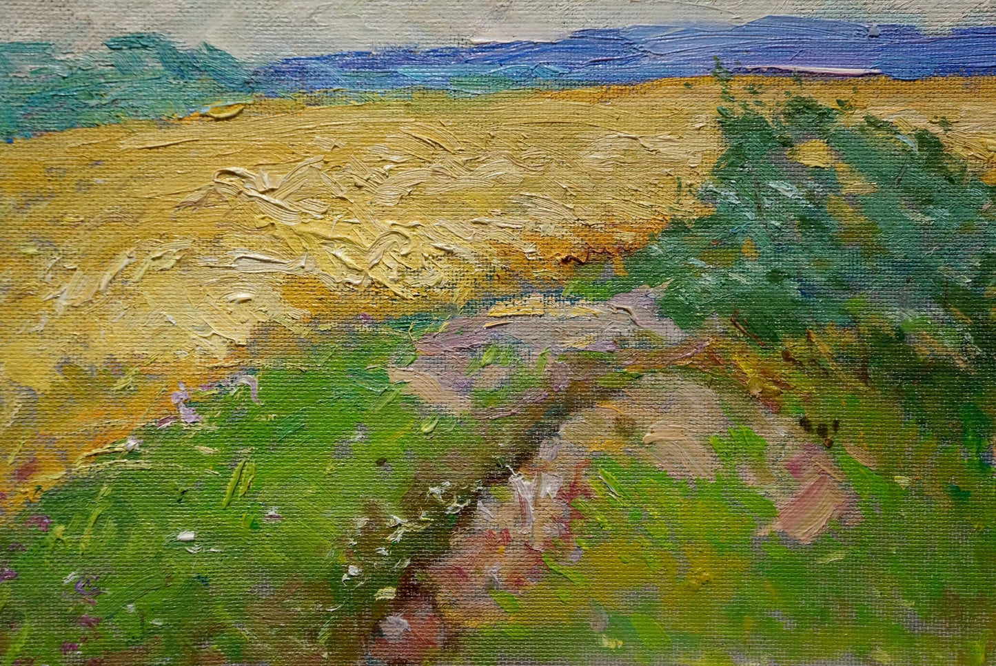 Oil painting by Sevastyanov Viktor Grigorievich: golden field landscape