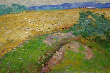 Oil painting by Sevastyanov Viktor Grigorievich: golden field landscape