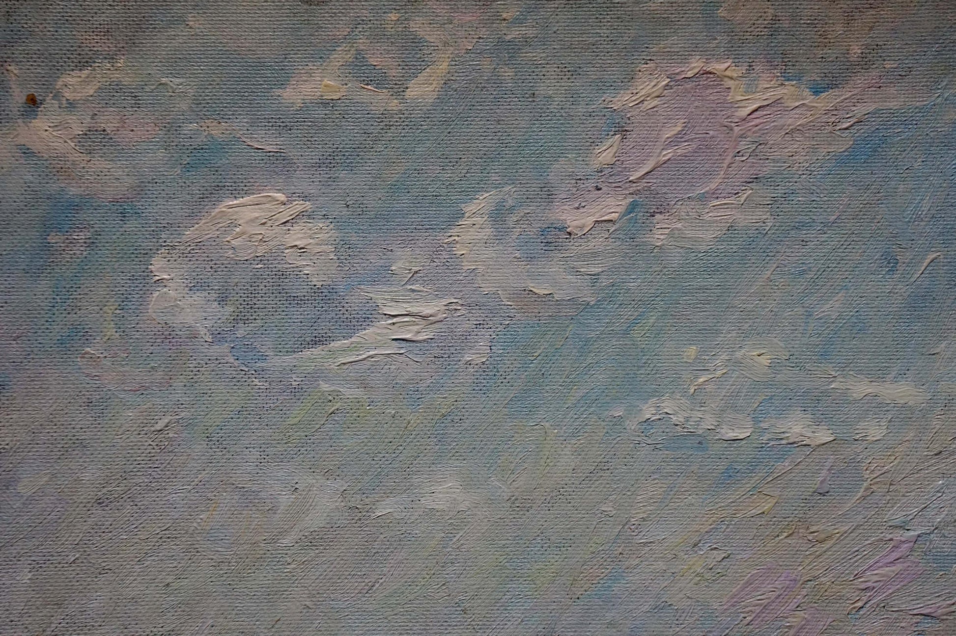 Oil painting by Sevastyanov Viktor Grigorievich: textured field landscape in muted blues