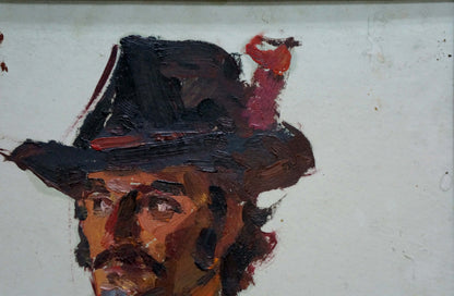 Oil painting portrait of man in hat by Zhurakovsky Victor Petrovich