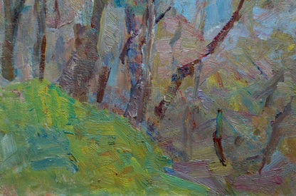 Vibrant impressionist oil painting of spring forest by Naumova Tamara Sergeevna