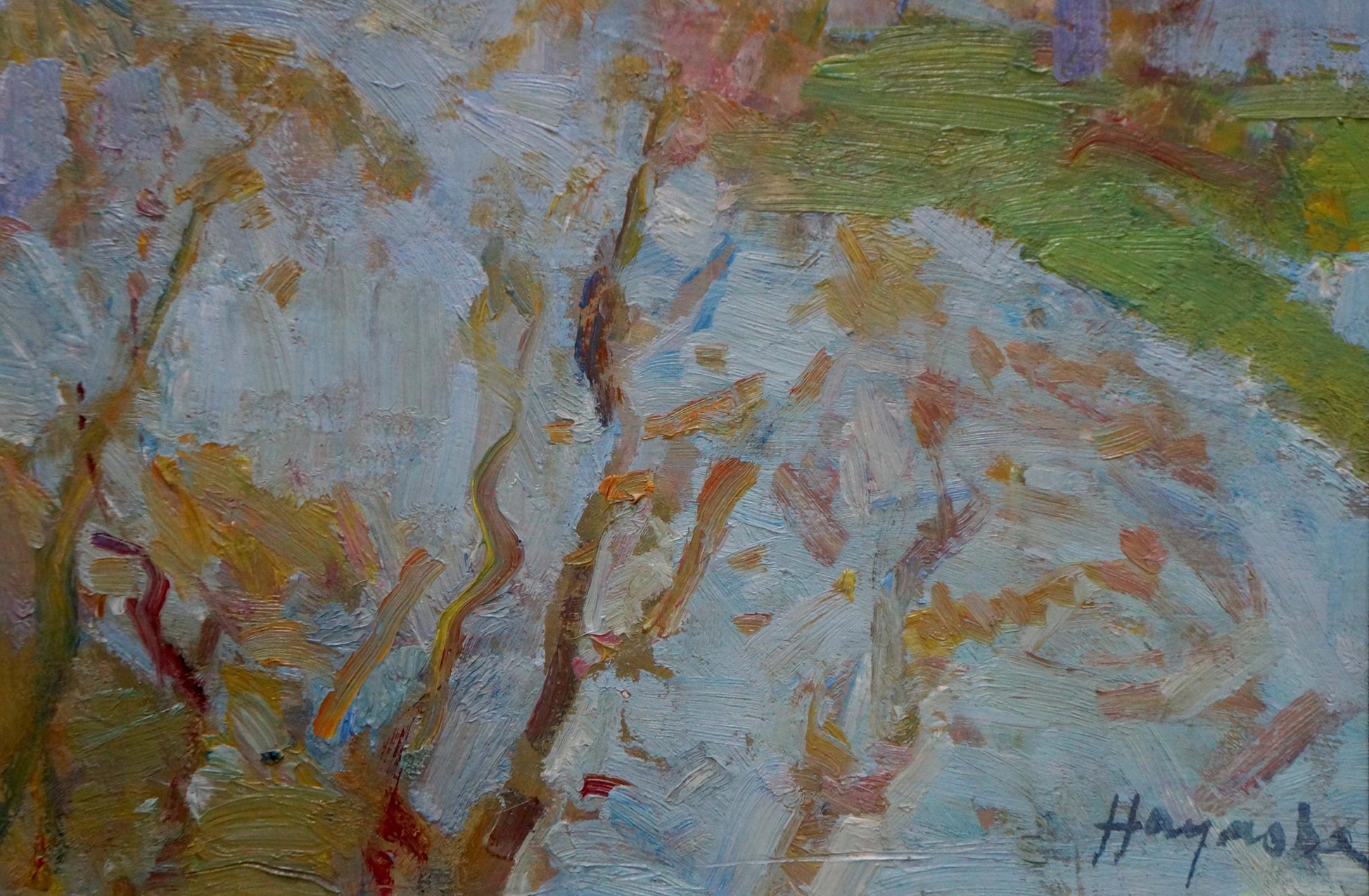 Oil painting Spring day by Naumova Tamara Sergeevna in muted blues