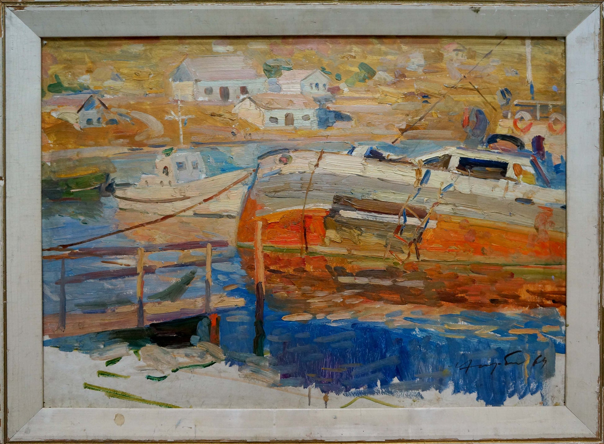 Vibrant impressionist oil painting of Port by Khodchenko Lev Pavlovich