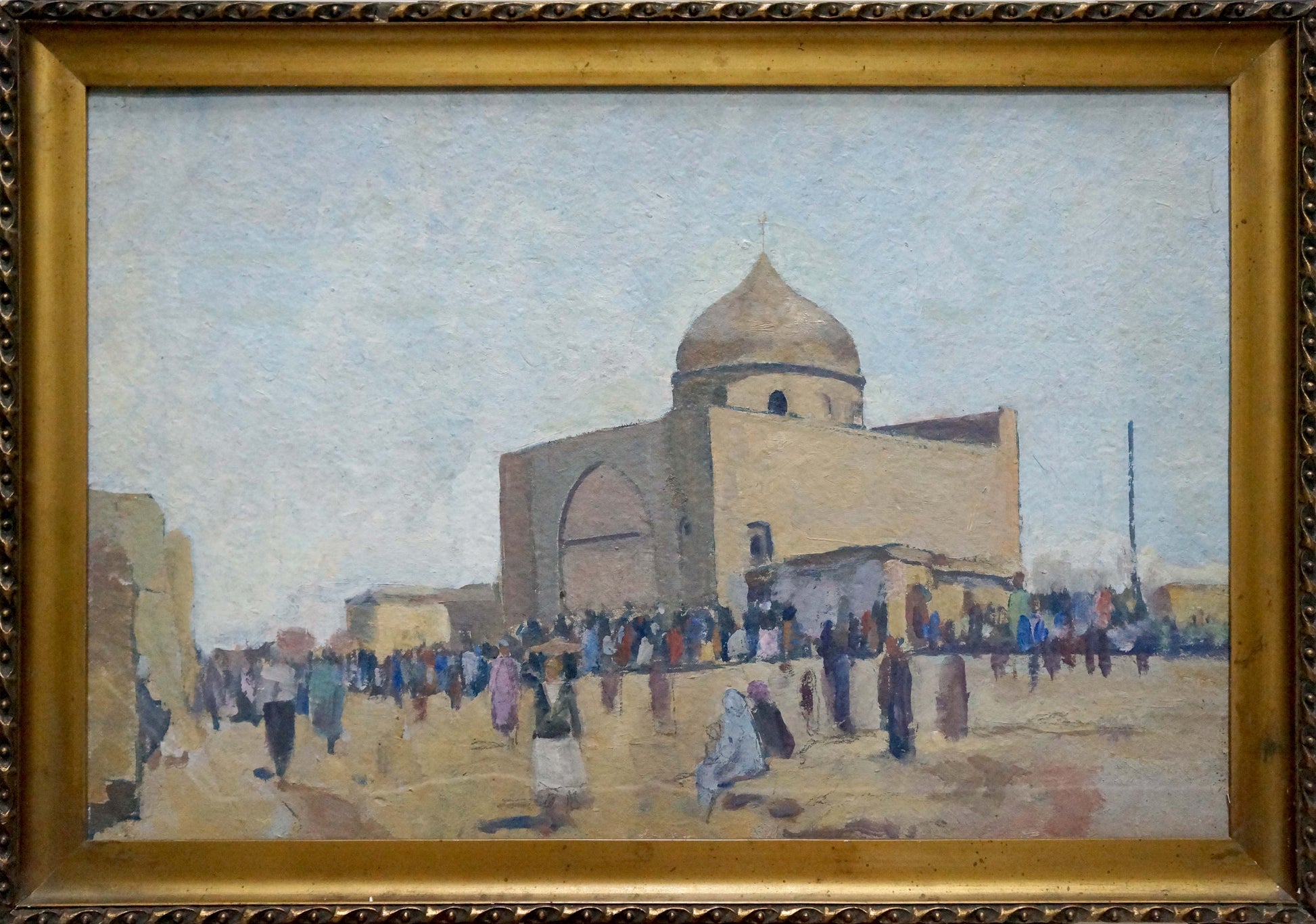 Oil painting of bustling square by Bondarovich Anatoly Martynovich