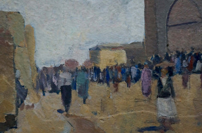 Textured oil painting of city street by Bondarovich Anatoly Martynovich