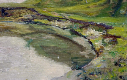 Oil painting Tender Evening by Gnatyuk V.S.: winding riverbed in earthy tones