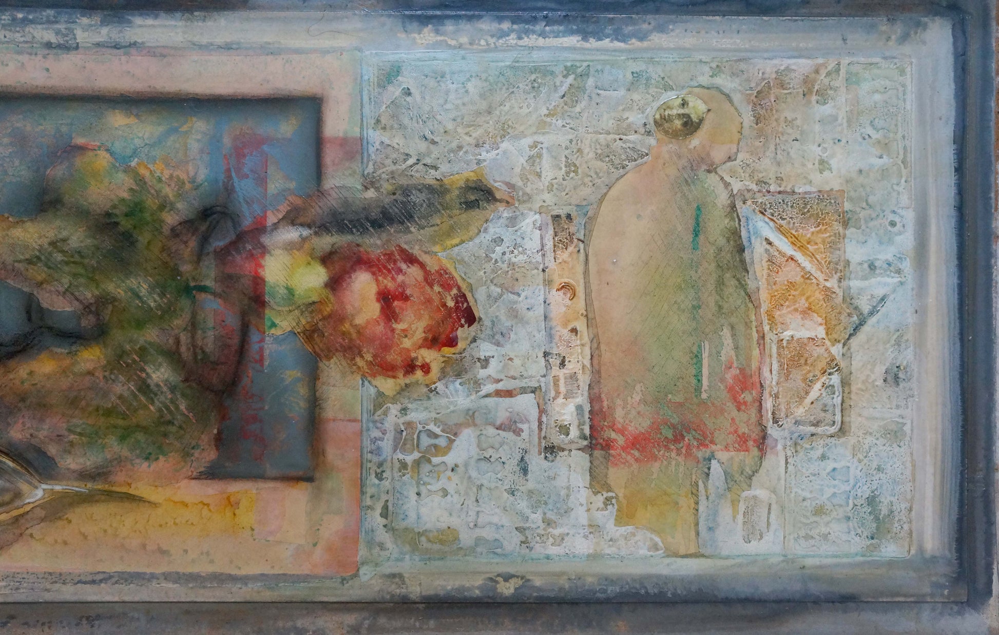 Abstract Still life Dobryy A oil painting in dark wooden frame