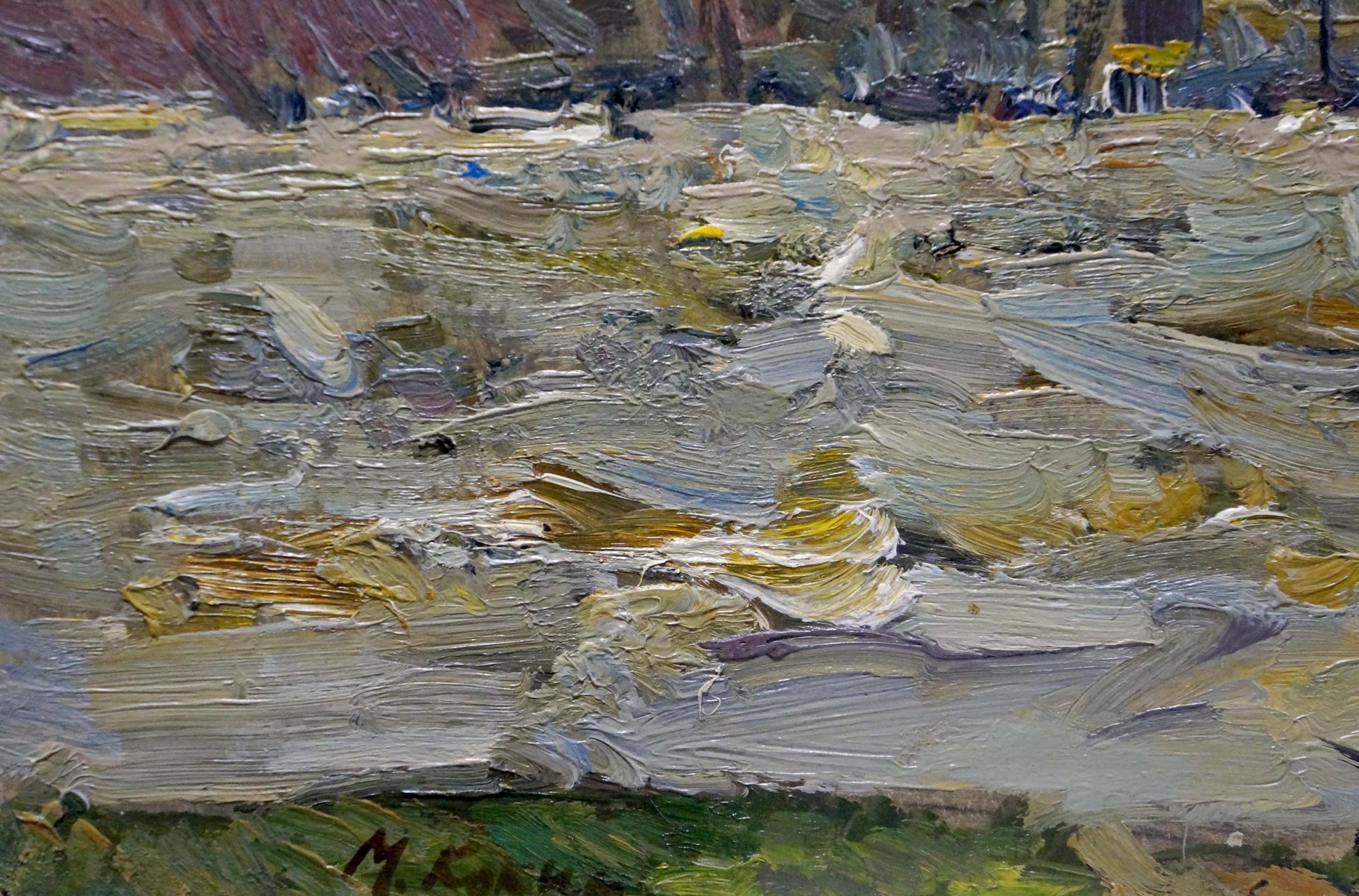 Textured impasto oil painting of mountain river by Kokin Mikhail Alexandrovich