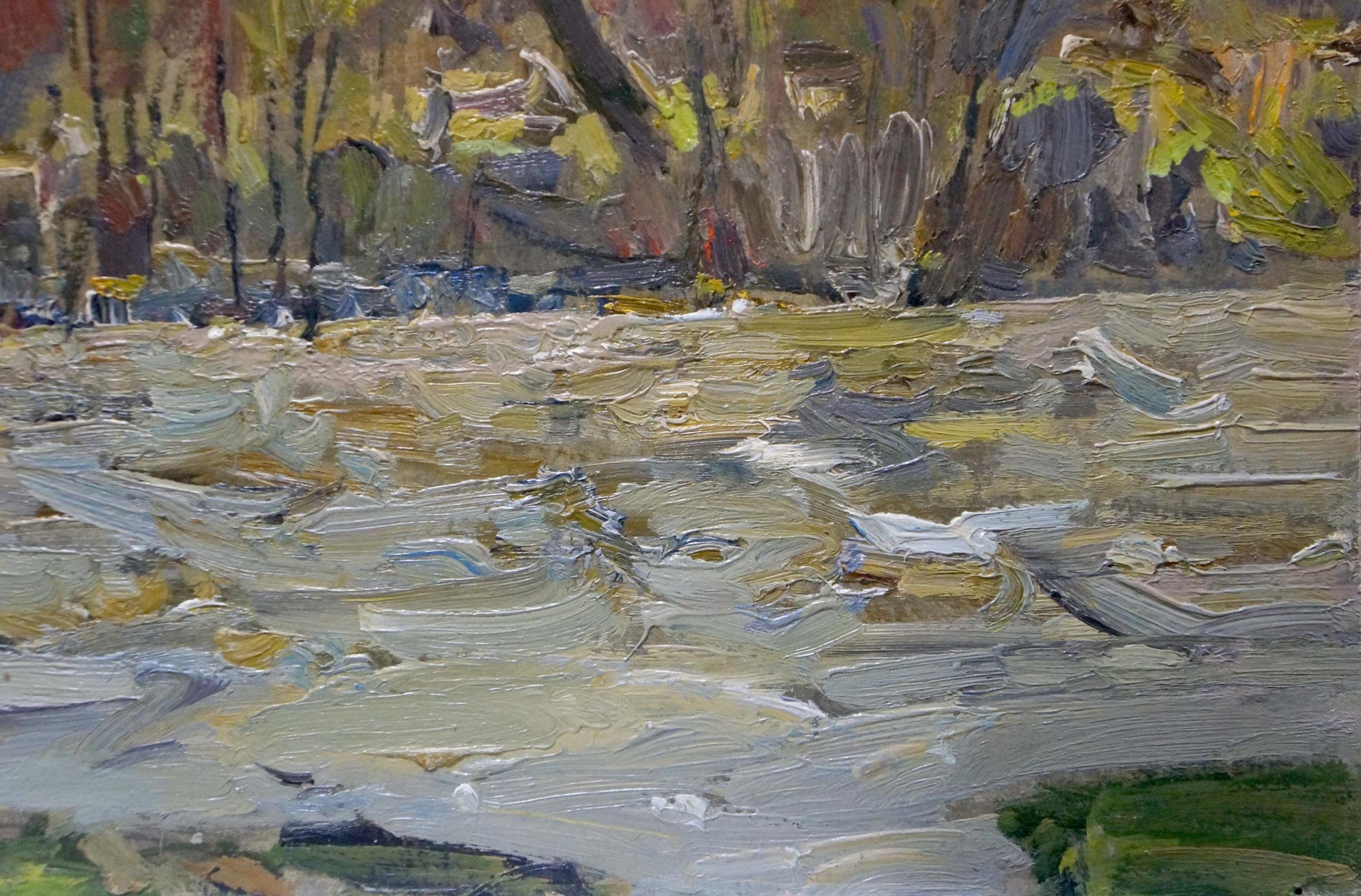 Impressionistic oil painting of mountain river by Kokin Mikhail Alexandrovich