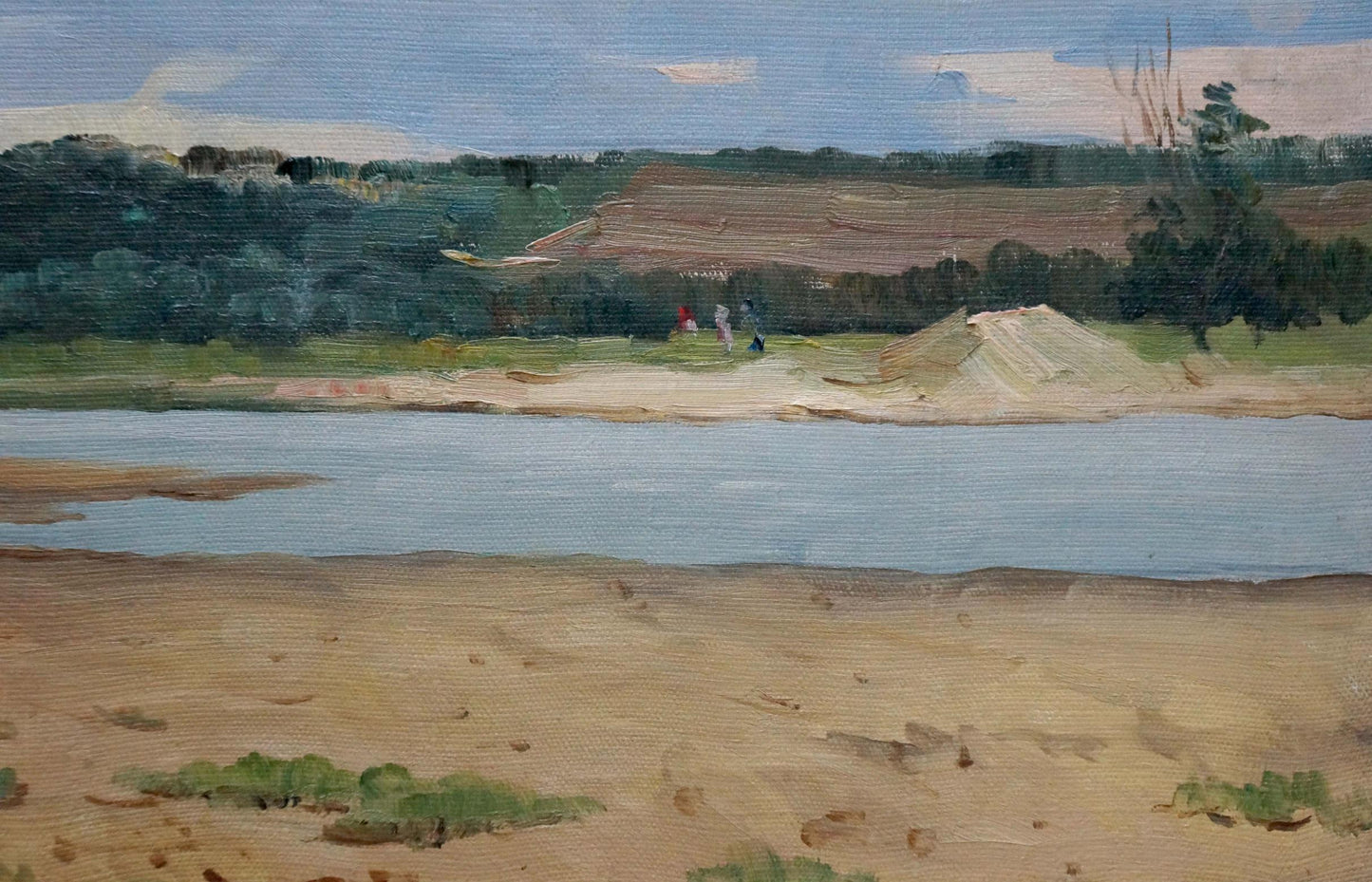 Serene oil painting of tranquil river by Stavropol artist