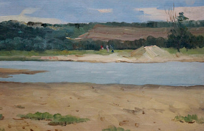Serene oil painting of tranquil river by Stavropol artist