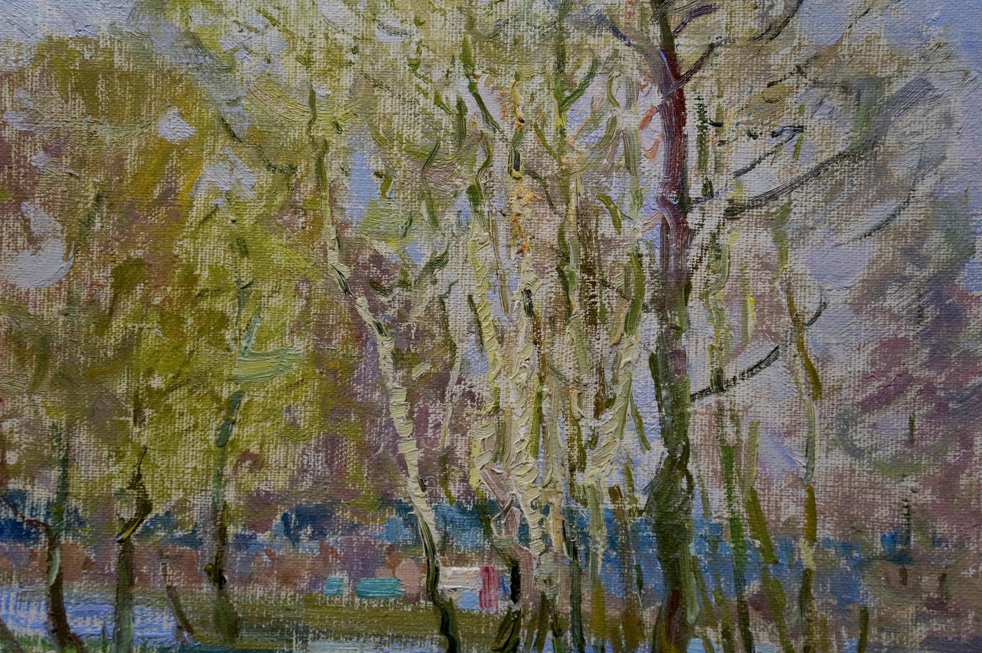 Oil painting Children by the pond by Sevastyanov Viktor Grigorievich