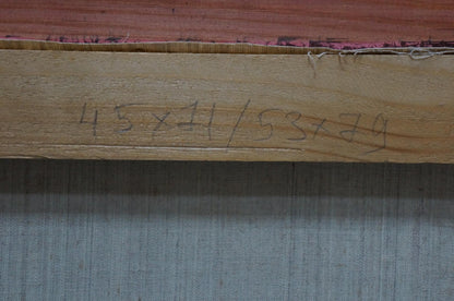 Back of Oil painting Pasture by Karas Joseph Ilyich on light wood stretcher bar with pencil dimensions