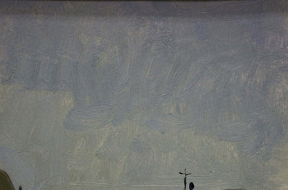 Oil painting Near the shore by Pianida Boris Nikitich, minimalist gray beige landscape