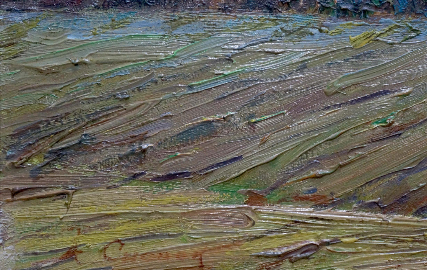 Oil painting After the Rain by Snopok A.N. with textured impasto greens, browns, blues