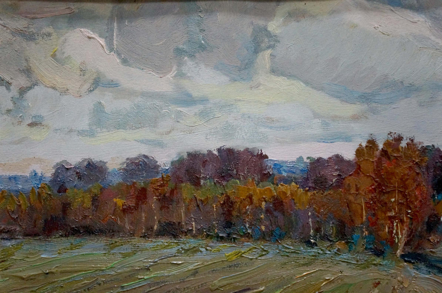 Autumn oil painting After the Rain by Snopok A.N. with textured trees
