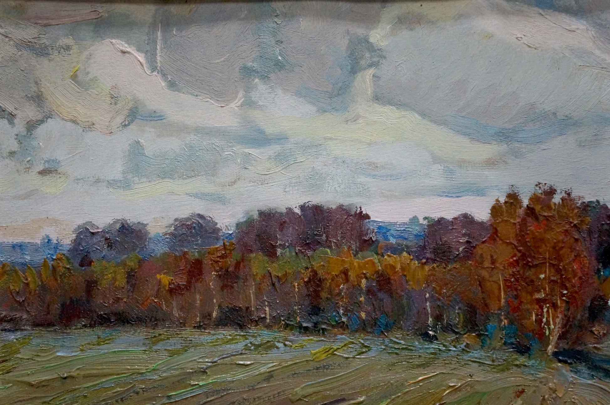 Autumn oil painting After the Rain by Snopok A.N. with textured trees