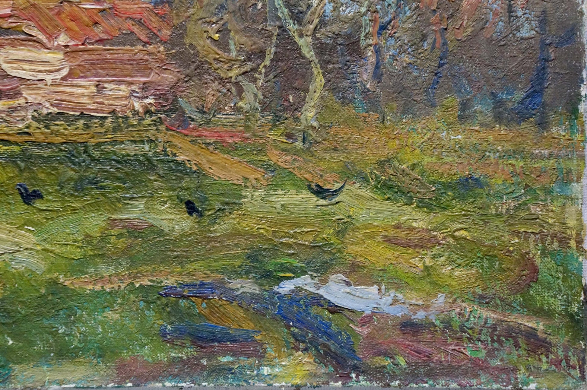 Oil painting Autumn cloudy day by Viktor Sevastyanov impasto landscape