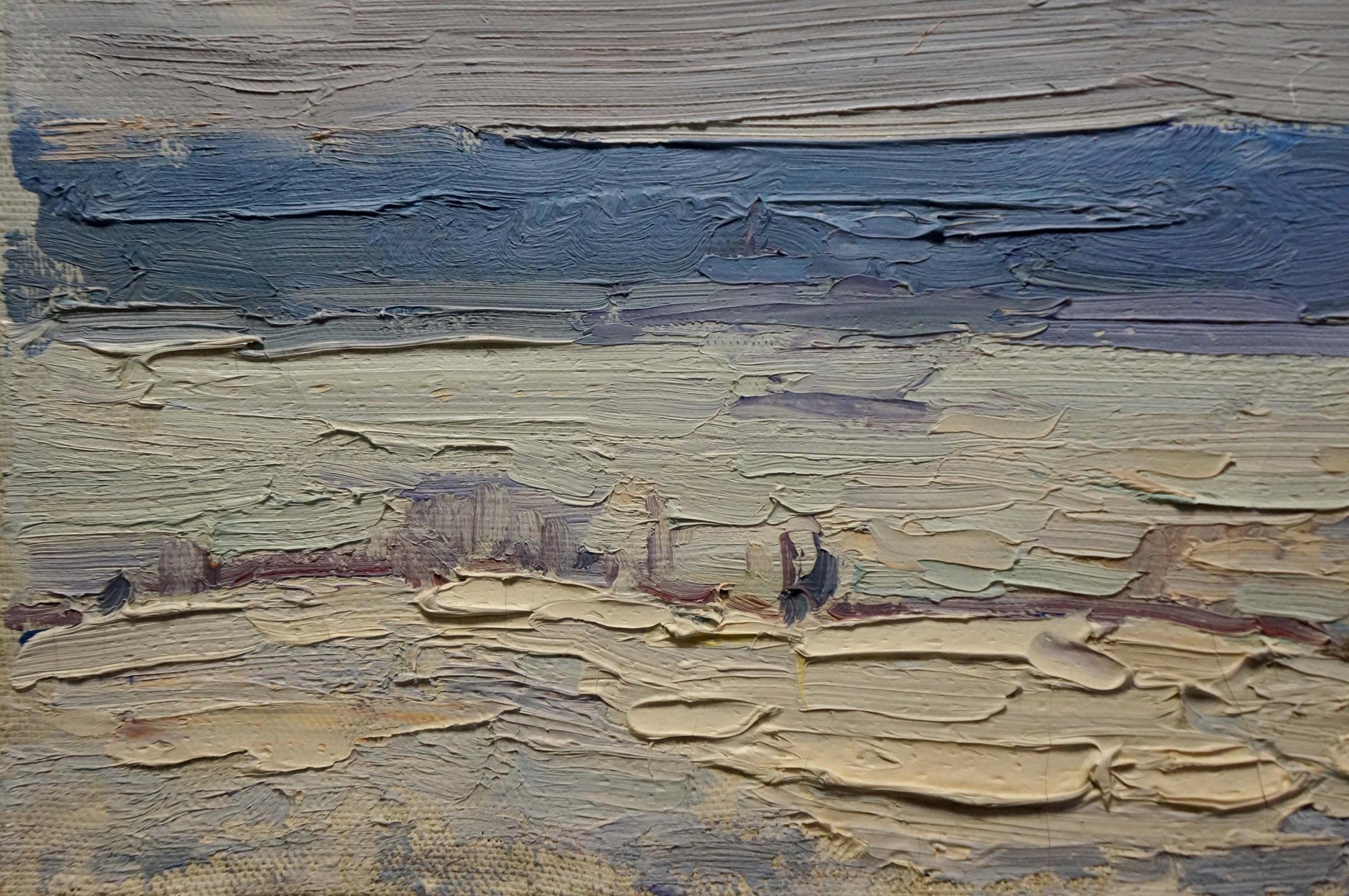 Textured impasto oil painting of sunset landscape by Sevastyanov Viktor Grigorievich