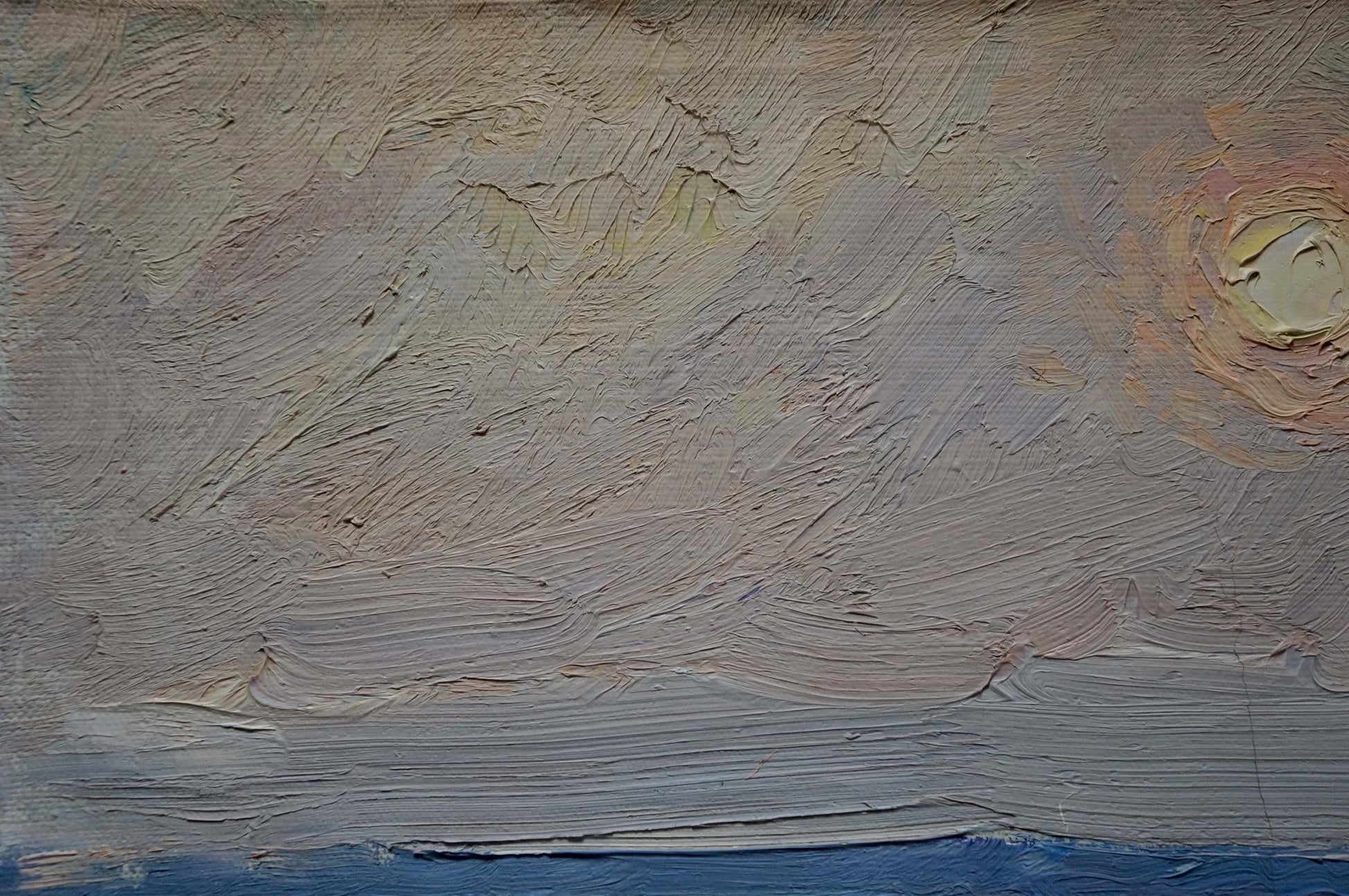 Textured oil painting of sunset sky by Sevastyanov Viktor Grigorievich