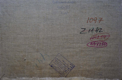 Back of Sevastyanov Viktor Grigorievich sunset oil painting canvas with markings