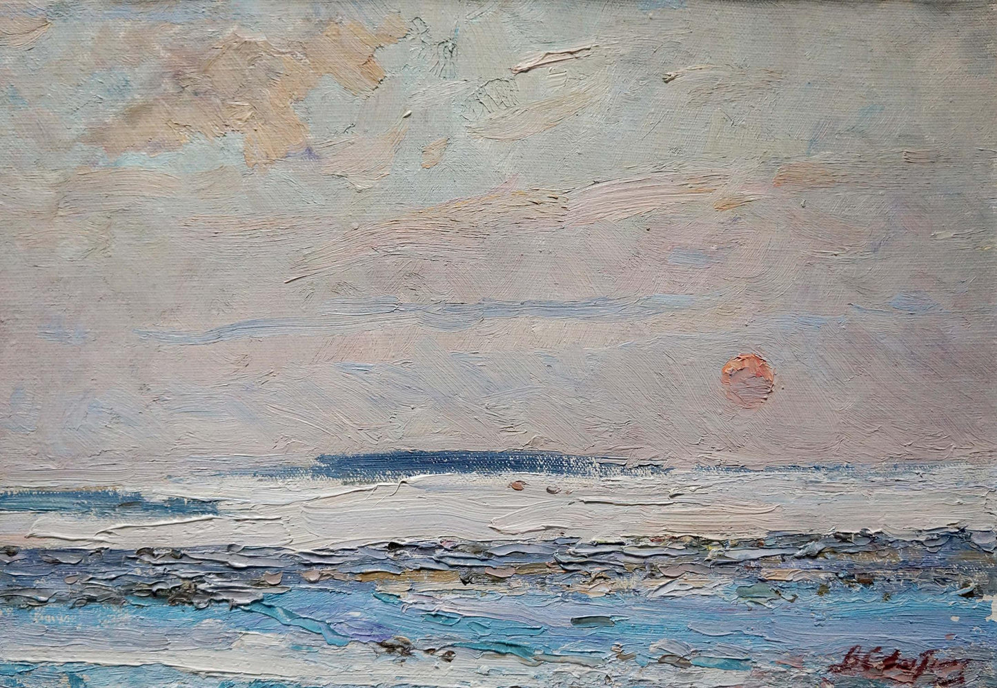 Oil painting of serene seascape by Sevastyanov Viktor Grigorievich