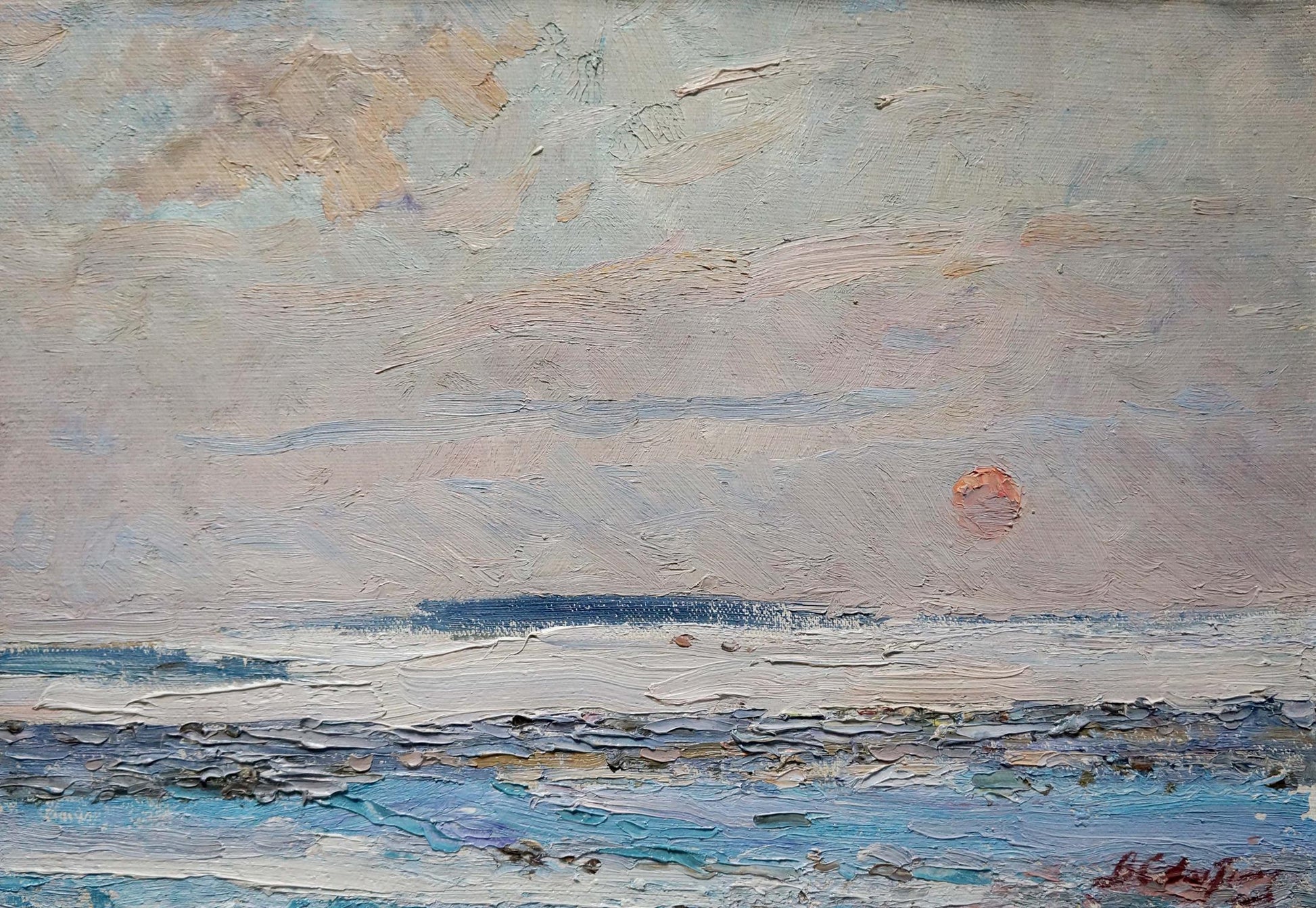 Oil painting of serene seascape by Sevastyanov Viktor Grigorievich