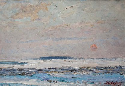 Oil painting of serene seascape by Sevastyanov Viktor Grigorievich