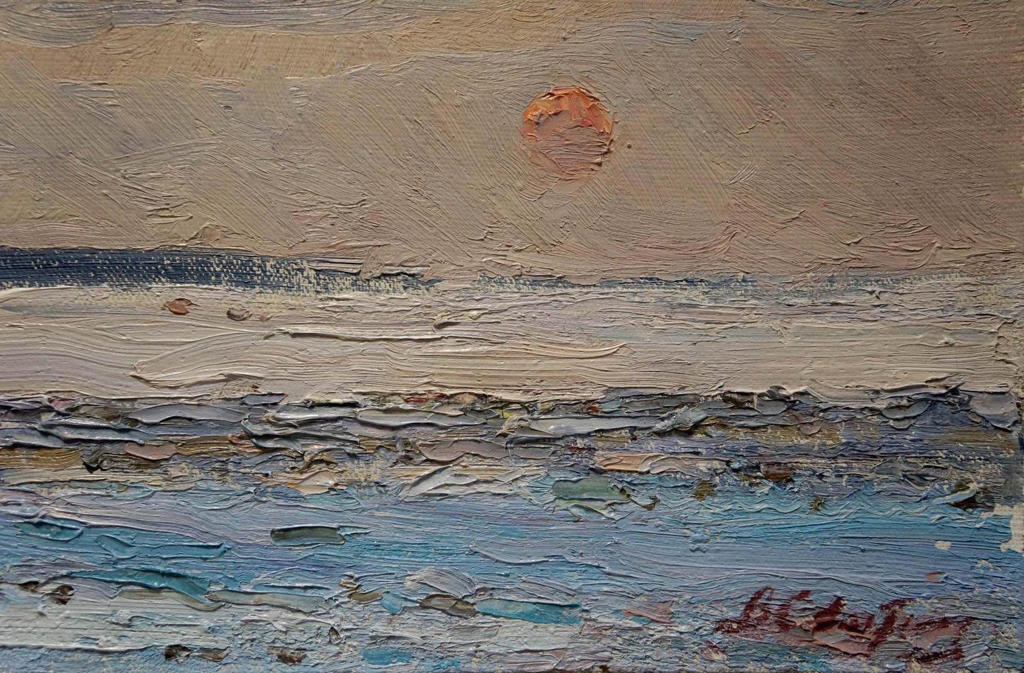 Oil painting of sea sunset landscape by Sevastyanov Viktor Grigorievich